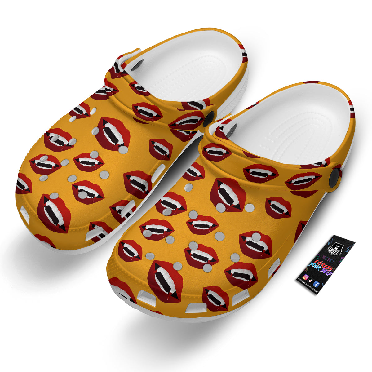 Vampire Lips Halloween Print Pattern Clog-grizzshop