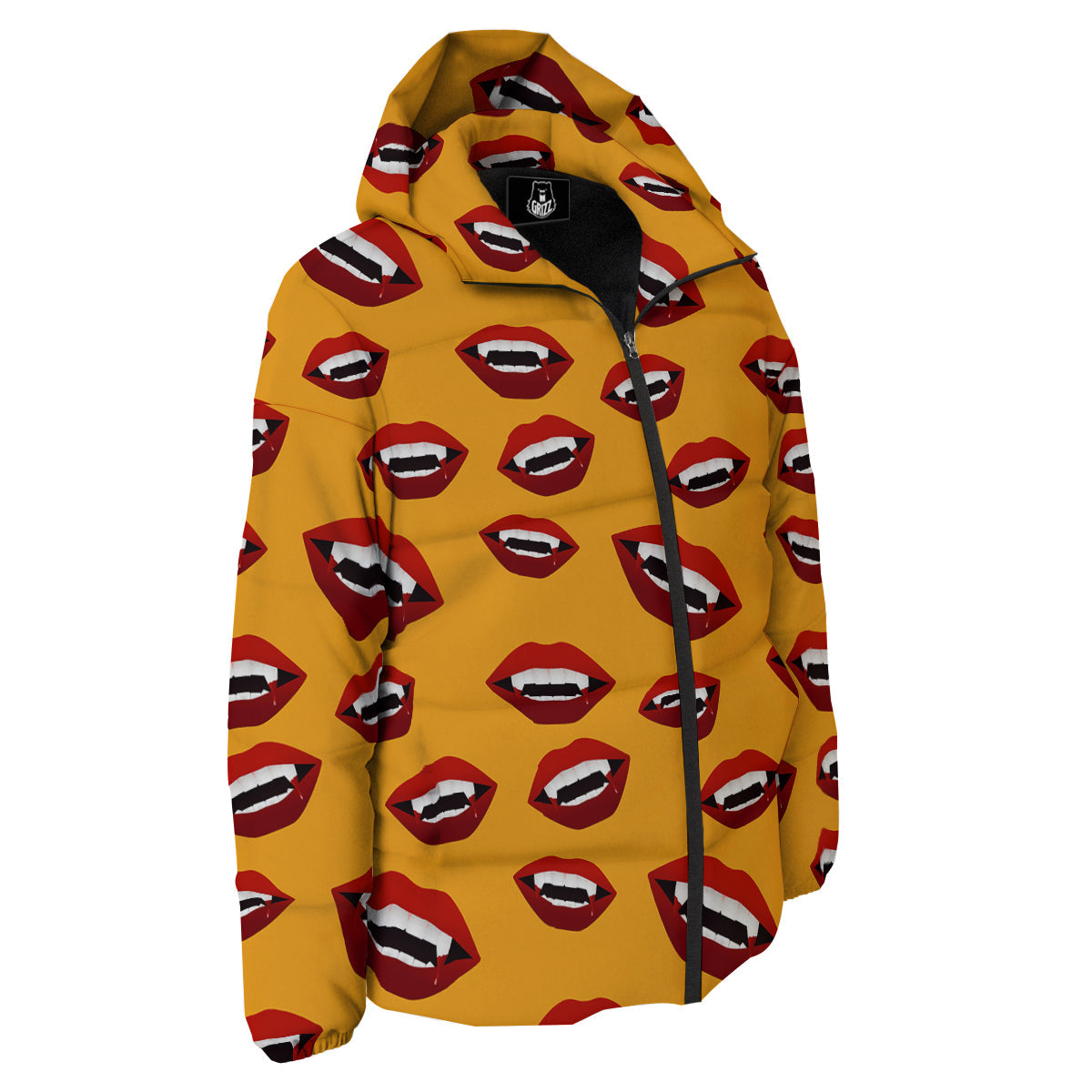 Vampire Lips Halloween Print Pattern Down Jacket-grizzshop