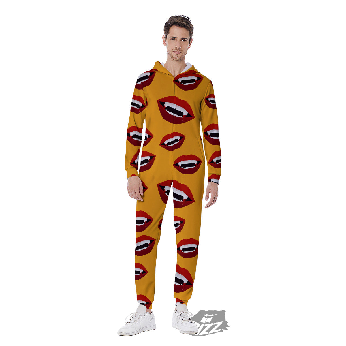 Vampire Lips Halloween Print Pattern Men's Jumpsuit-grizzshop