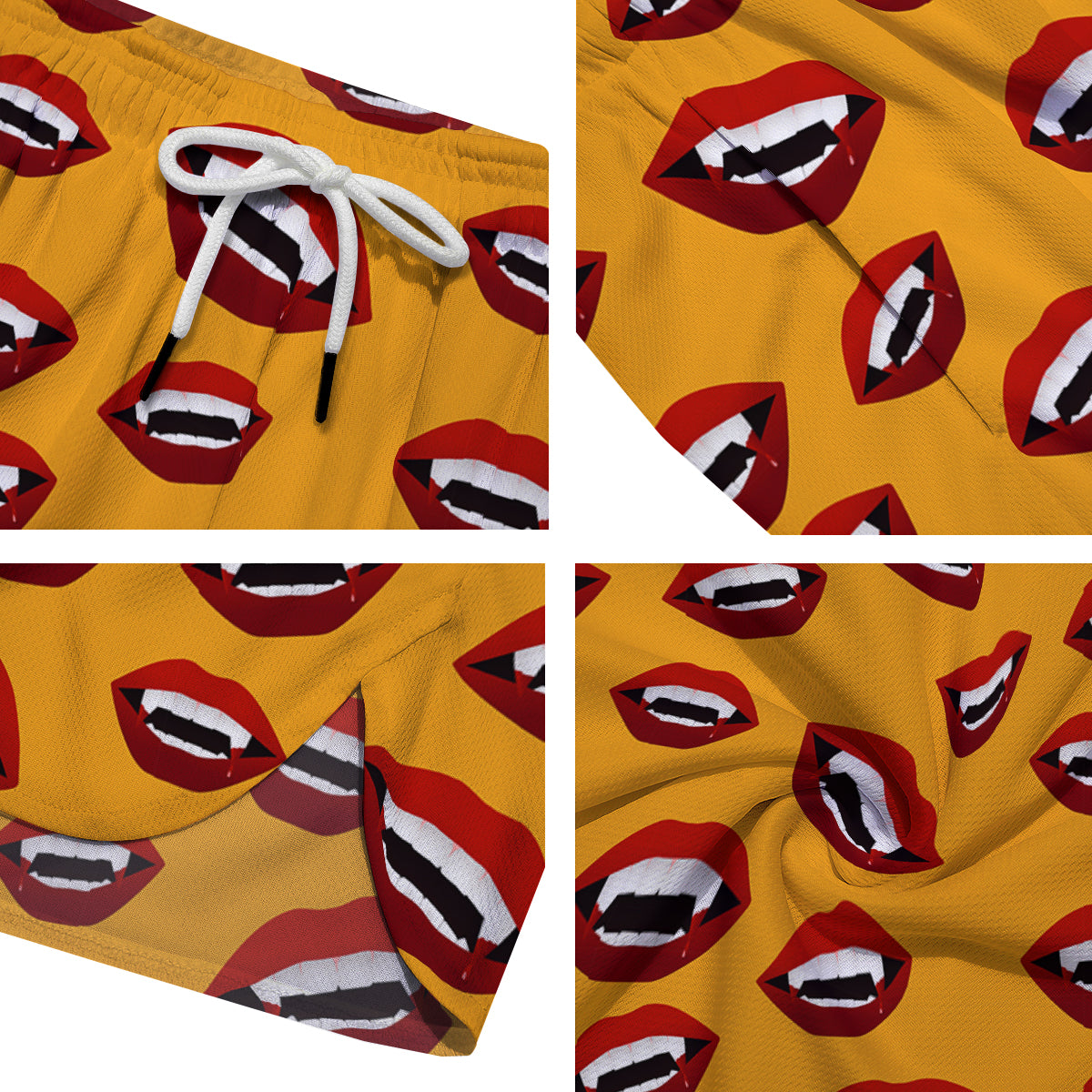 Vampire Lips Halloween Print Pattern Men's Running Shorts-grizzshop