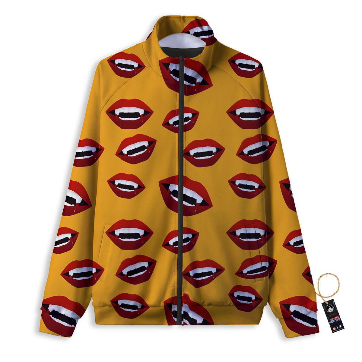 Vampire Lips Halloween Print Pattern Track Jacket-grizzshop