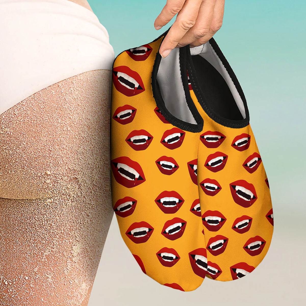 Vampire Lips Halloween Print Pattern Water Shoes-grizzshop