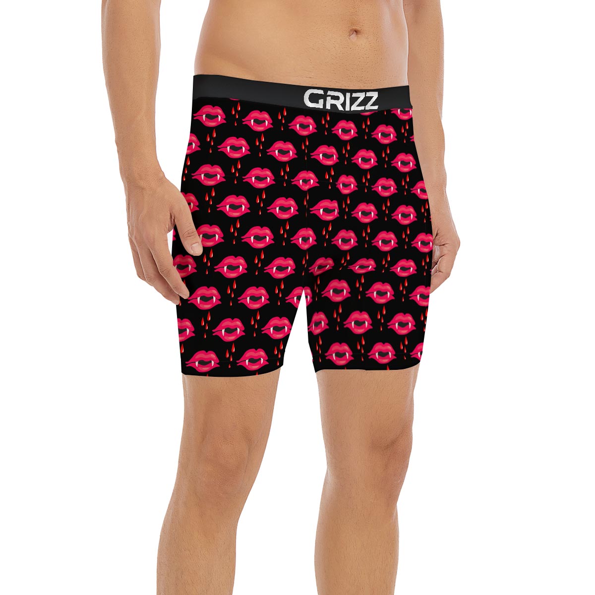Vampire Lips Red Halloween Print Pattern Boxer Briefs-grizzshop