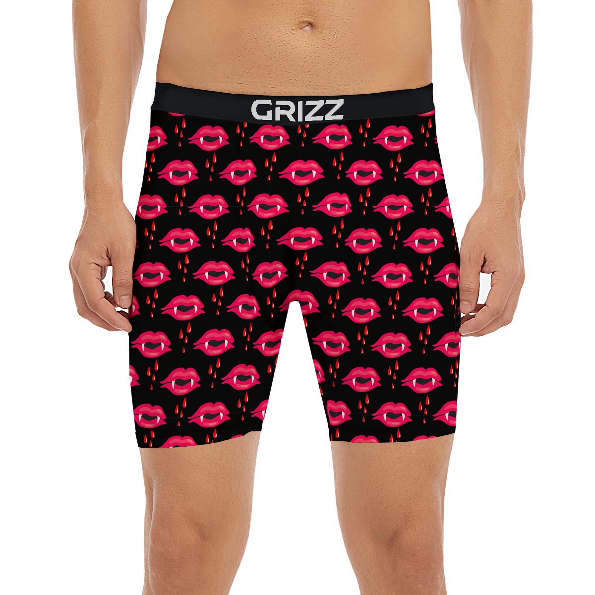 Vampire Lips Red Halloween Print Pattern Boxer Briefs-grizzshop