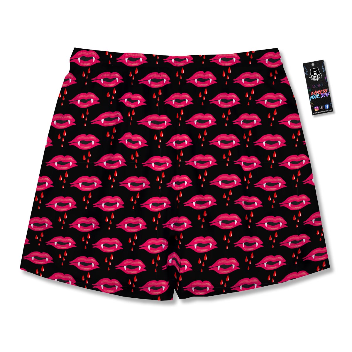 Vampire Lips Red Halloween Print Pattern Men's Running Shorts-grizzshop