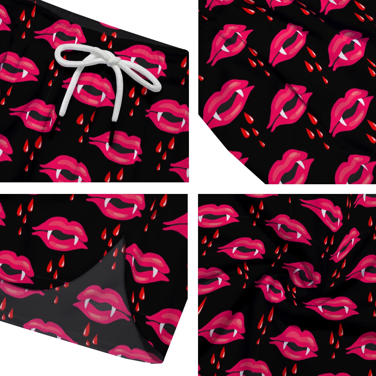Vampire Lips Red Halloween Print Pattern Men's Running Shorts-grizzshop