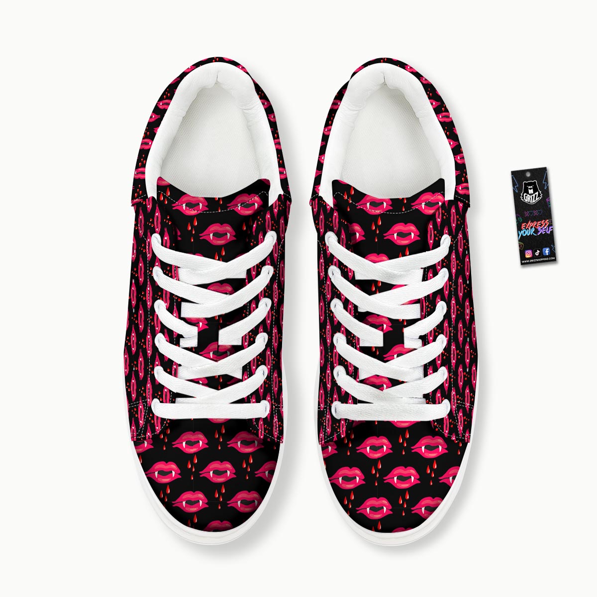 Vampire Lips Red Halloween Print Pattern Platform Shoes-grizzshop