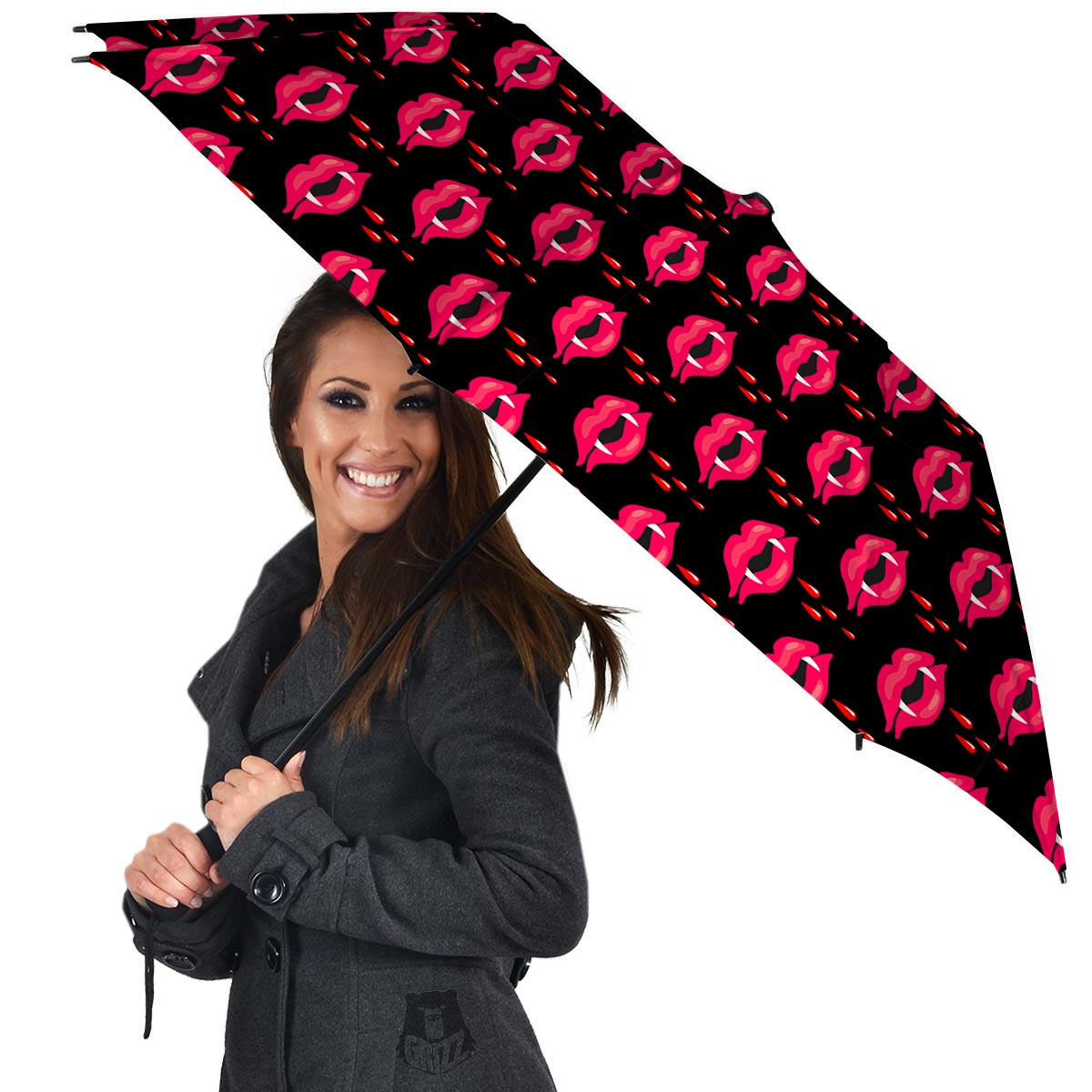 Vampire Lips Red Halloween Print Pattern Umbrella-grizzshop