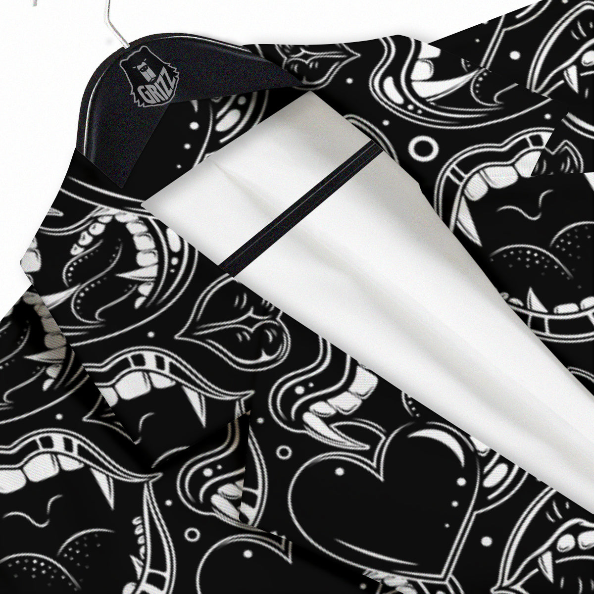Vampire Mouth Black and White Print Pattern Men's Sport Coat-grizzshop