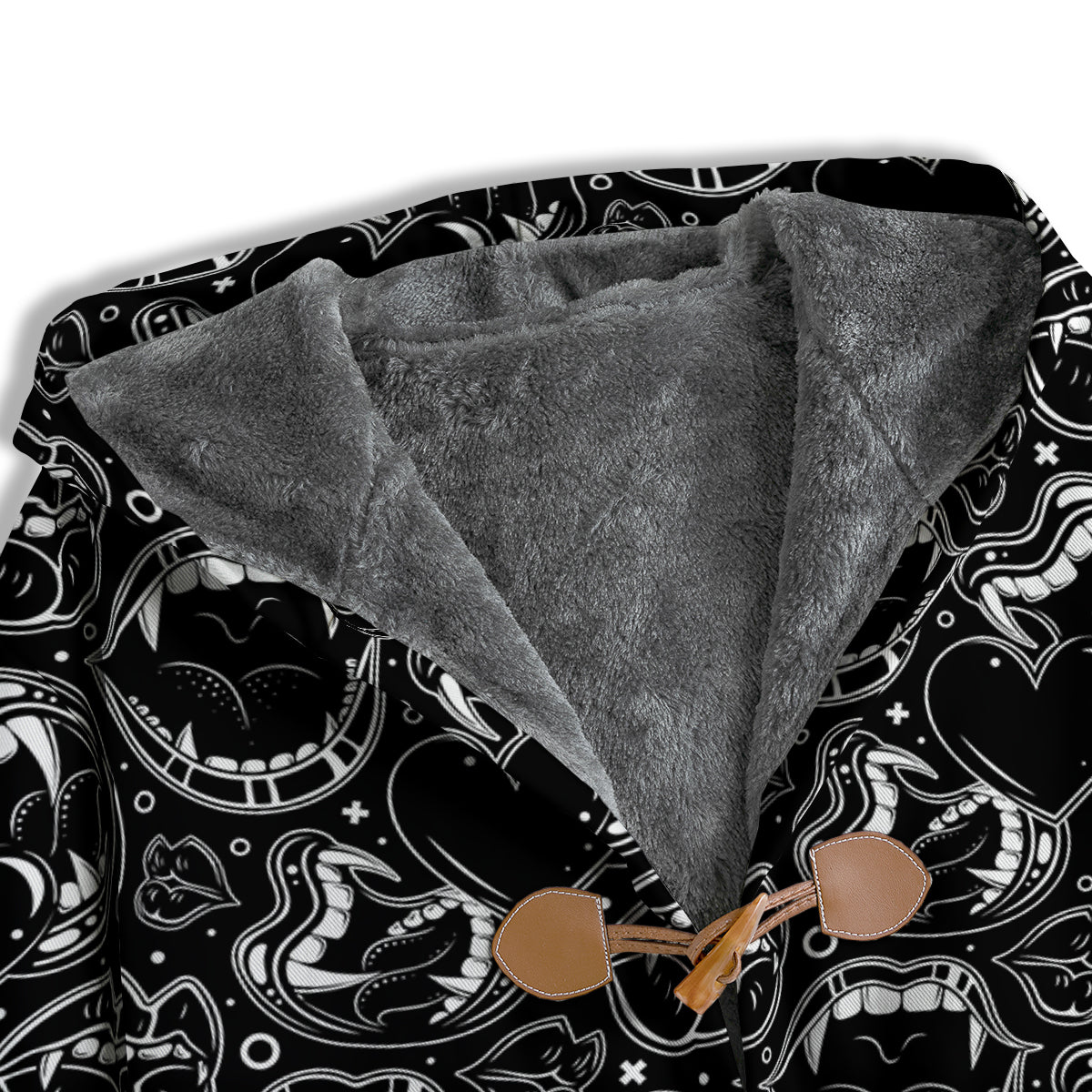 Vampire Mouth Black and White Print Pattern Men's Windbreaker Jacket-grizzshop