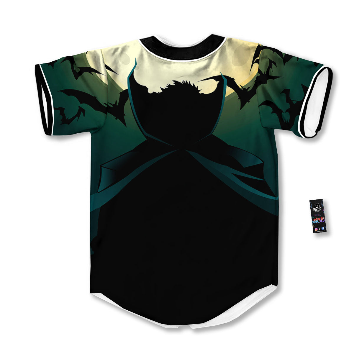 Vampire Silhouette Halloween Print Baseball Jersey-grizzshop