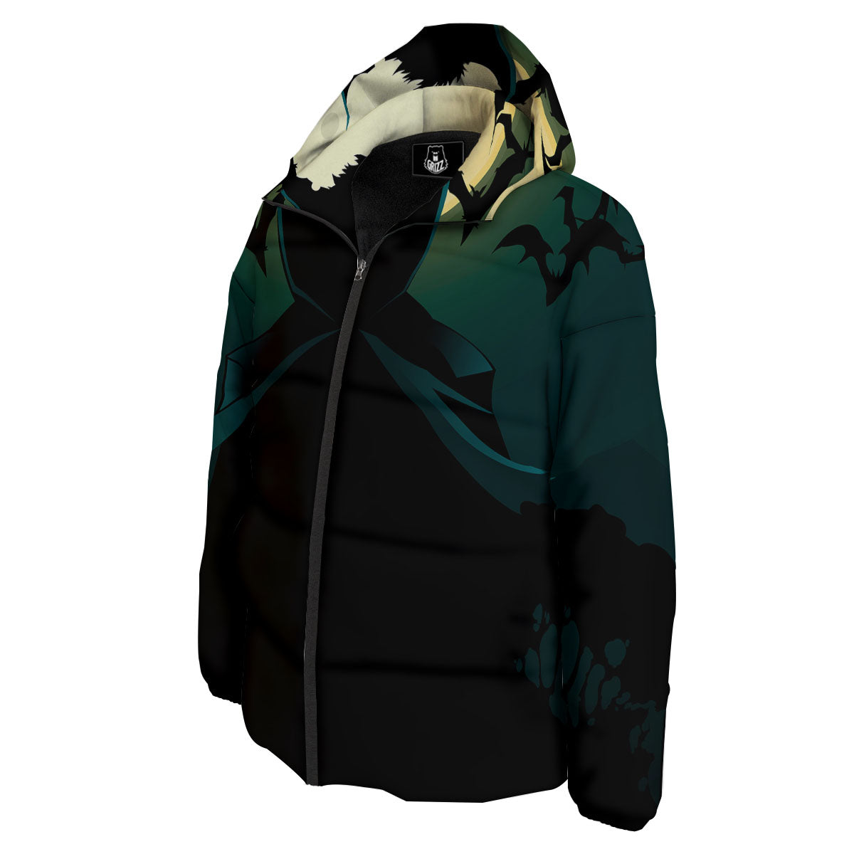 Vampire Silhouette Halloween Print Down Jacket-grizzshop