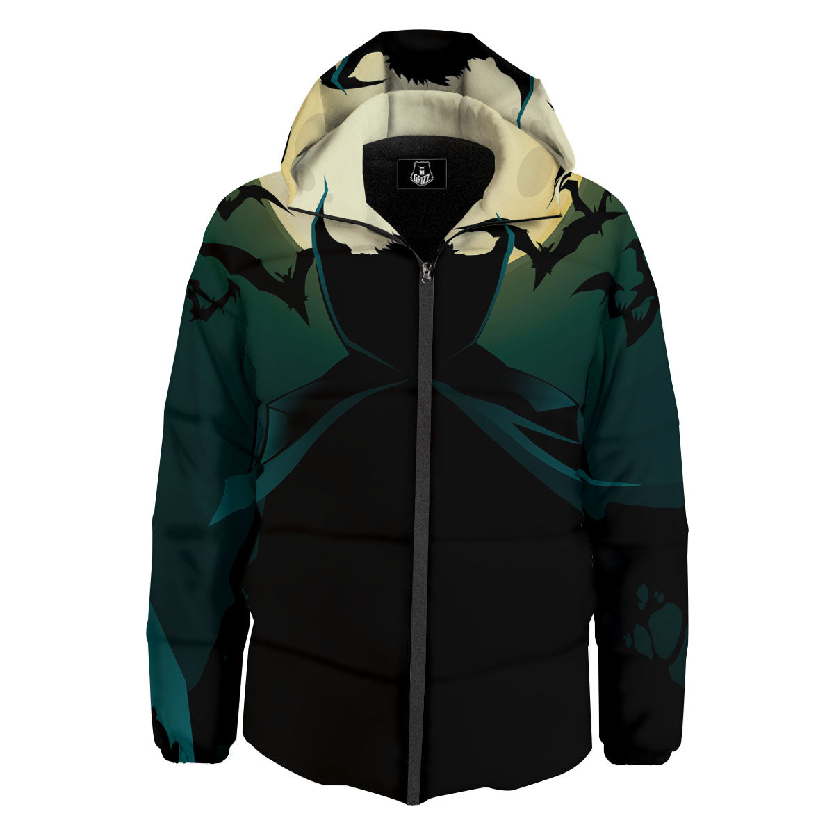 Vampire Silhouette Halloween Print Down Jacket-grizzshop