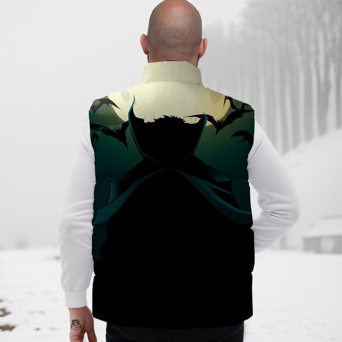 Vampire Silhouette Halloween Print Down Vest