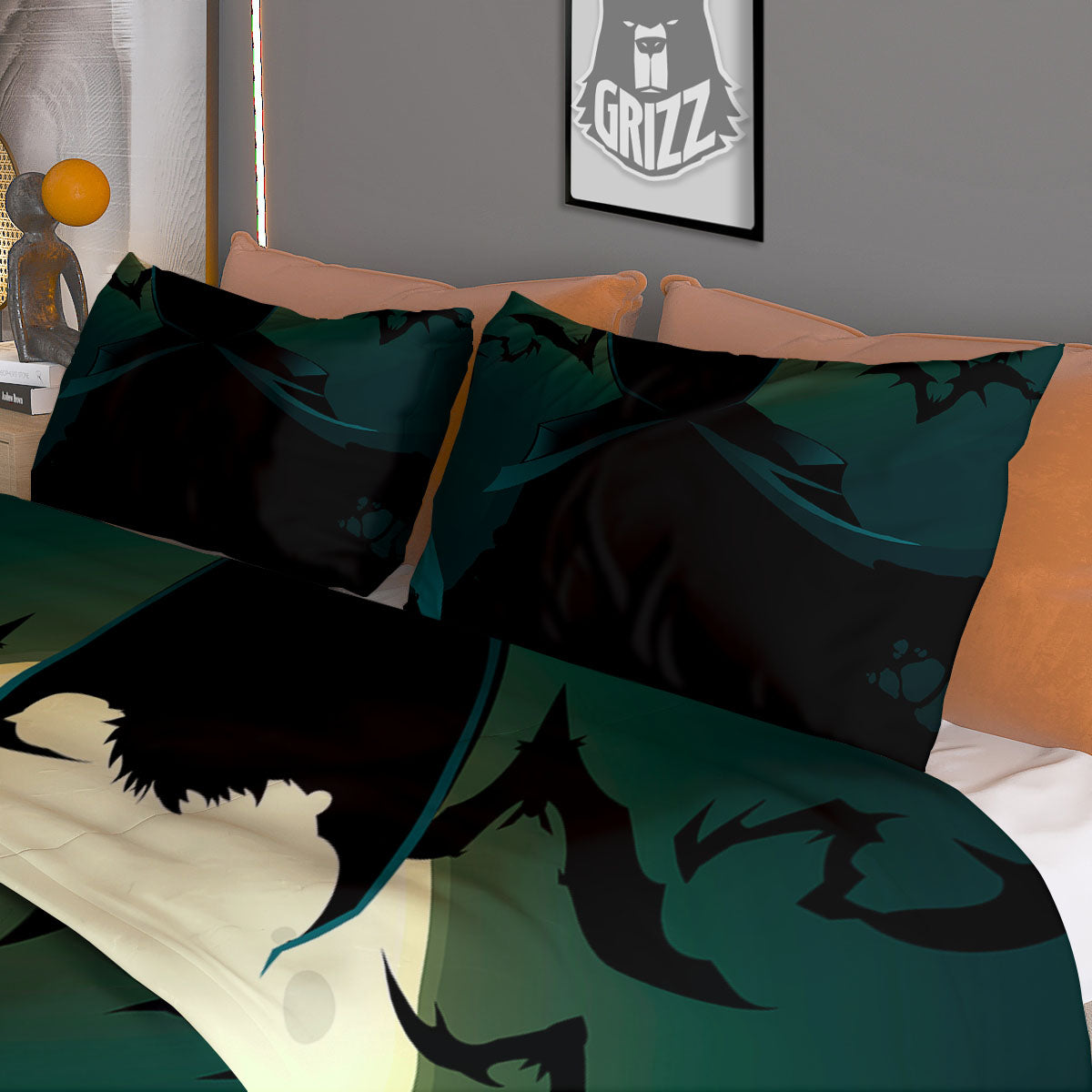 Vampire Silhouette Halloween Print Duvet Cover Bedding Set