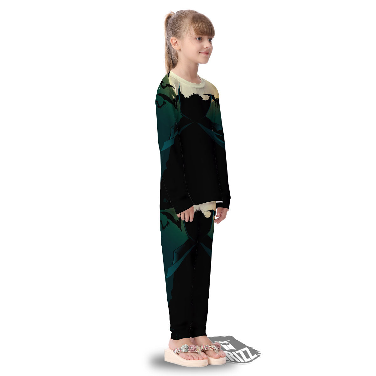Vampire Silhouette Halloween Print Kid's Pajamas-grizzshop