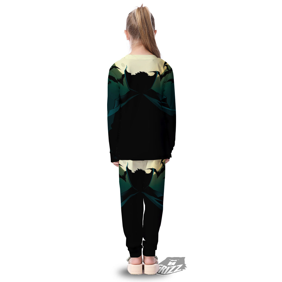 Vampire Silhouette Halloween Print Kid's Pajamas-grizzshop