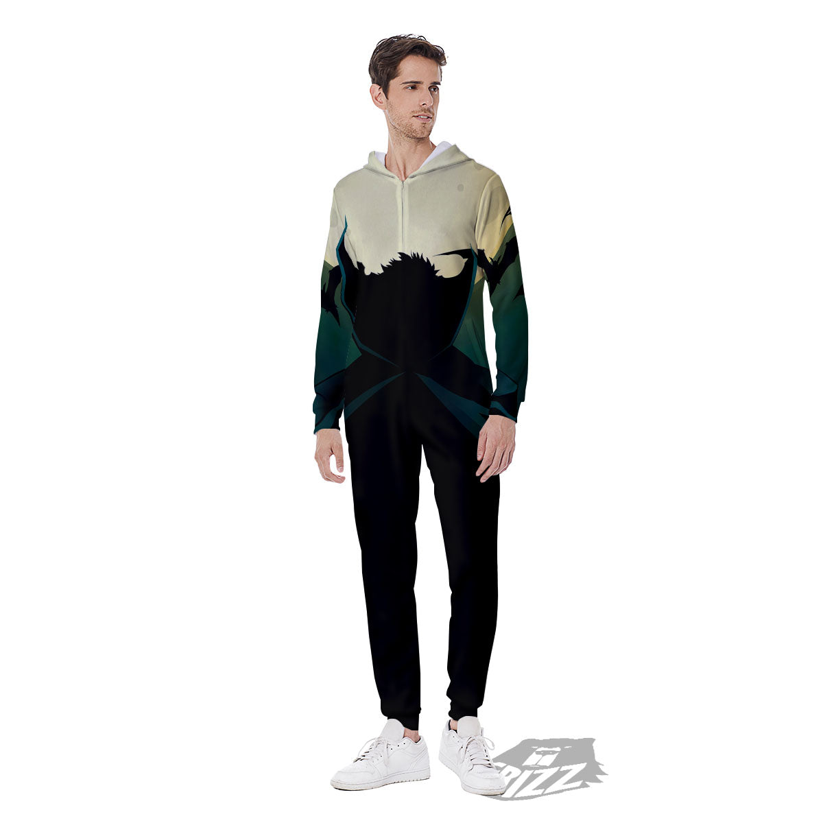 Vampire Silhouette Halloween Print Men's Jumpsuit-grizzshop