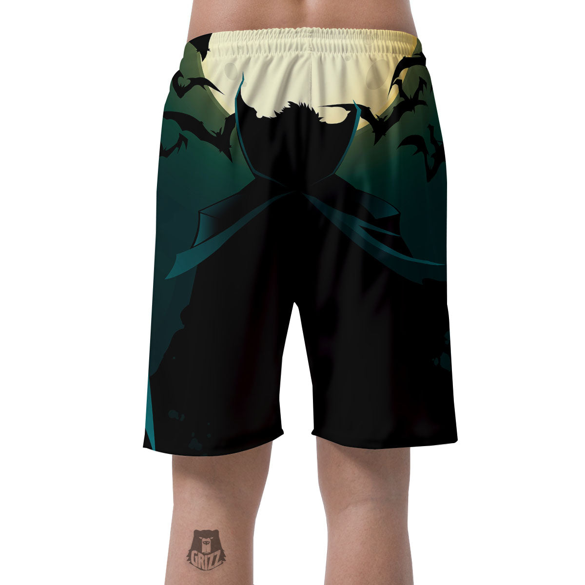 Vampire Silhouette Halloween Print Men's Shorts-grizzshop