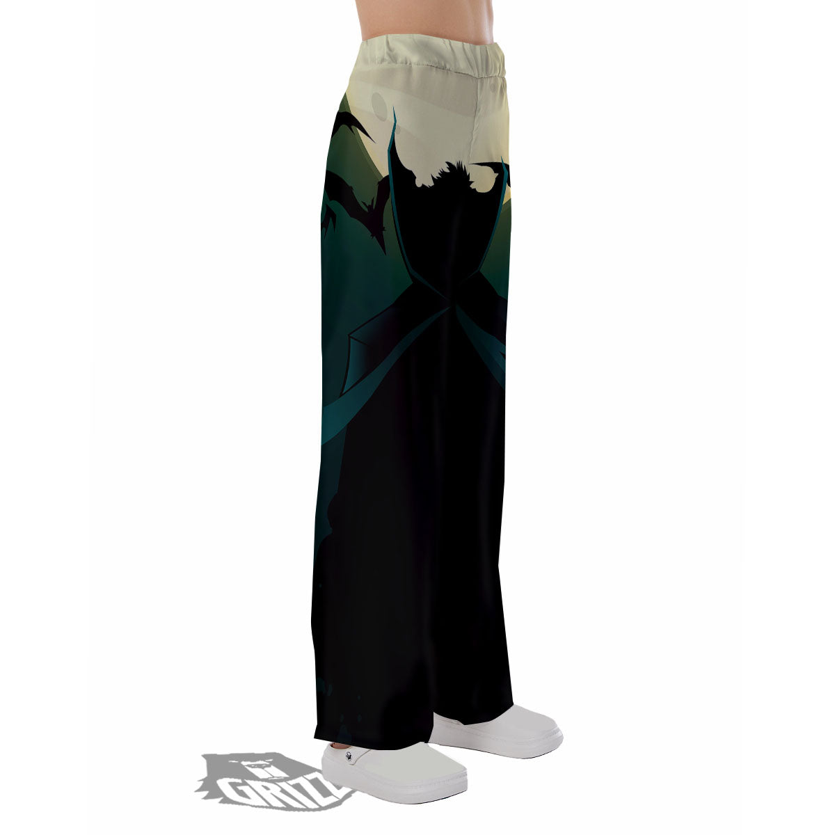 Vampire Silhouette Halloween Print Pajama Pants-grizzshop