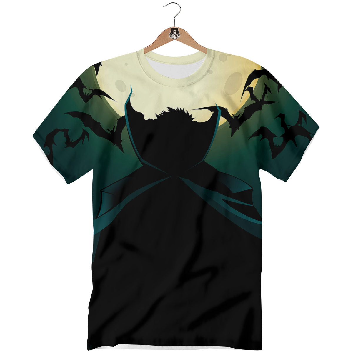 Vampire Silhouette Halloween Print T-Shirt-grizzshop