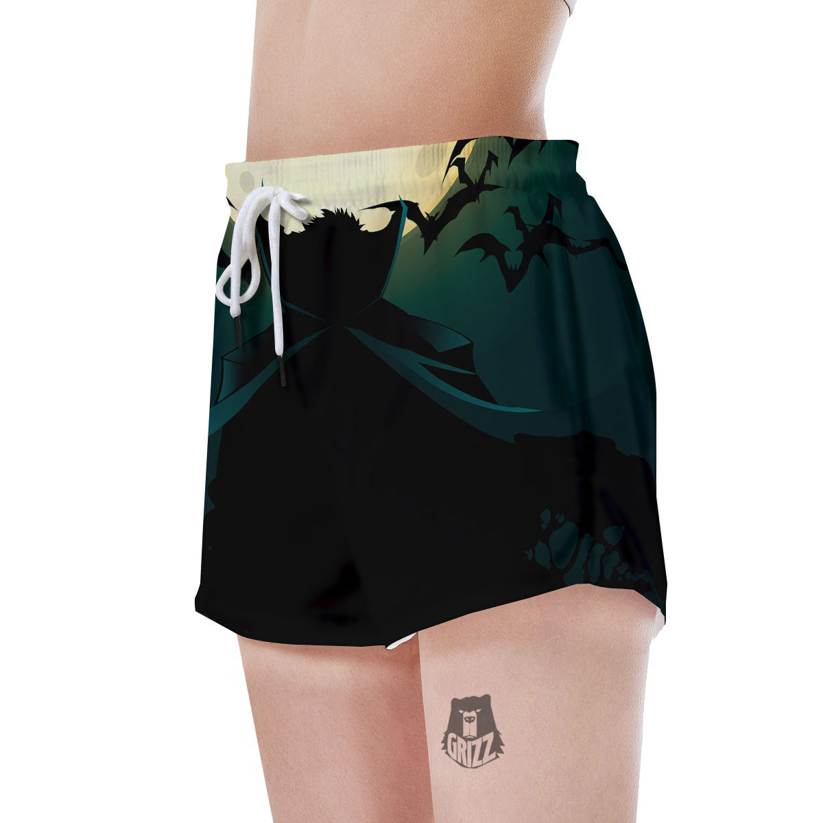 Vampire Silhouette Halloween Print Women's Shorts-grizzshop