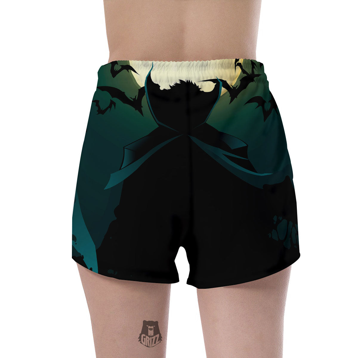 Vampire Silhouette Halloween Print Women's Shorts-grizzshop