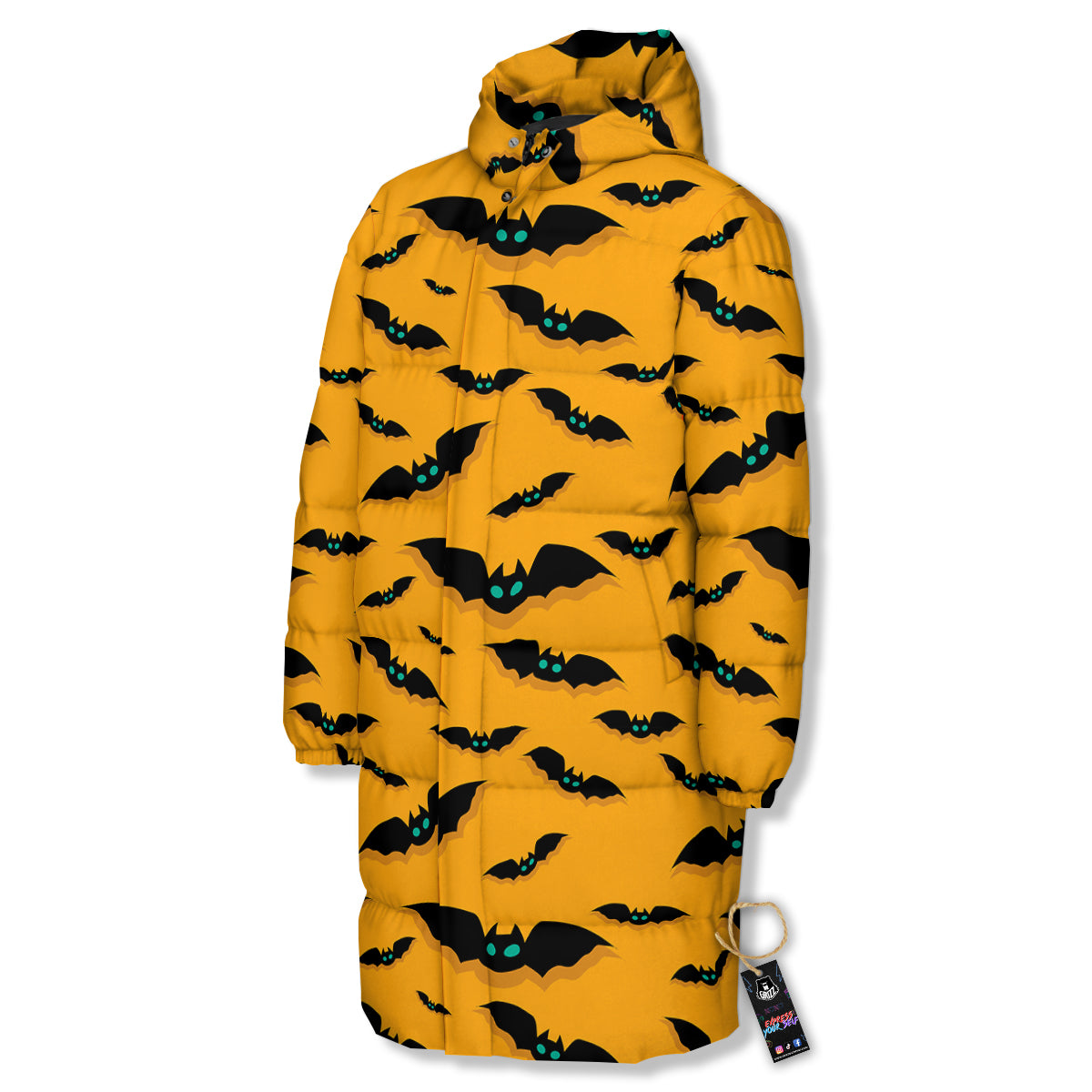 Vampire Bat Halloween Print Pattern Long Down Jacket
