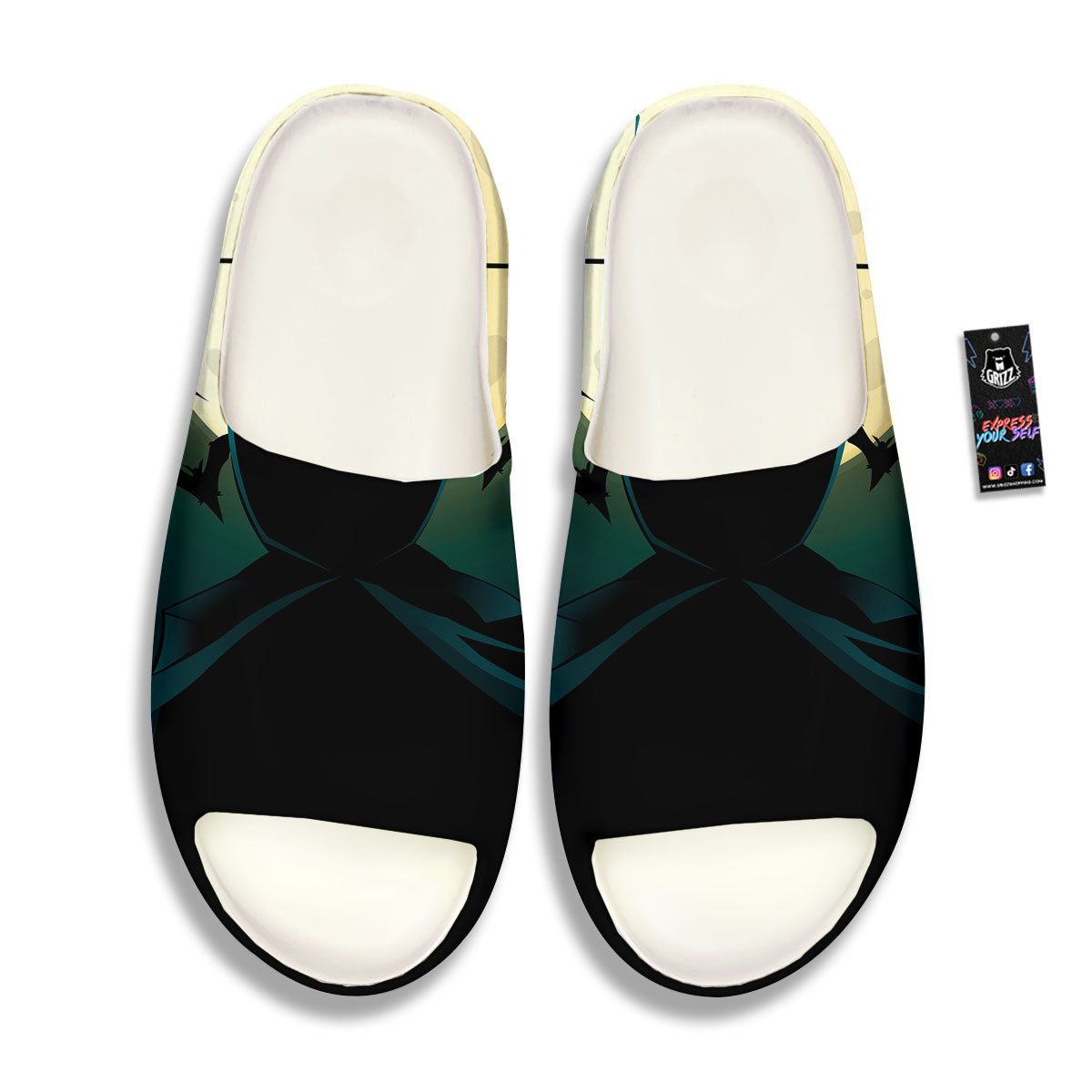 Vampire Silhouette Halloween Print Sandals-grizzshop