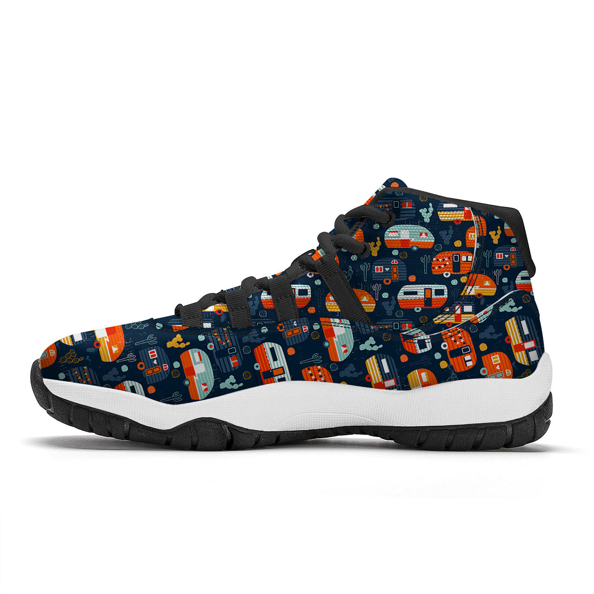 Van Camper Pattern Print Black Bball Shoes-grizzshop
