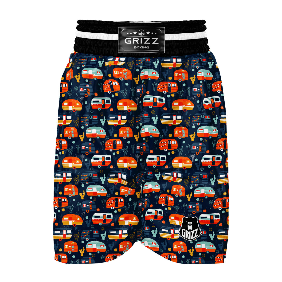 Van Camper Pattern Print Boxing Shorts-grizzshop