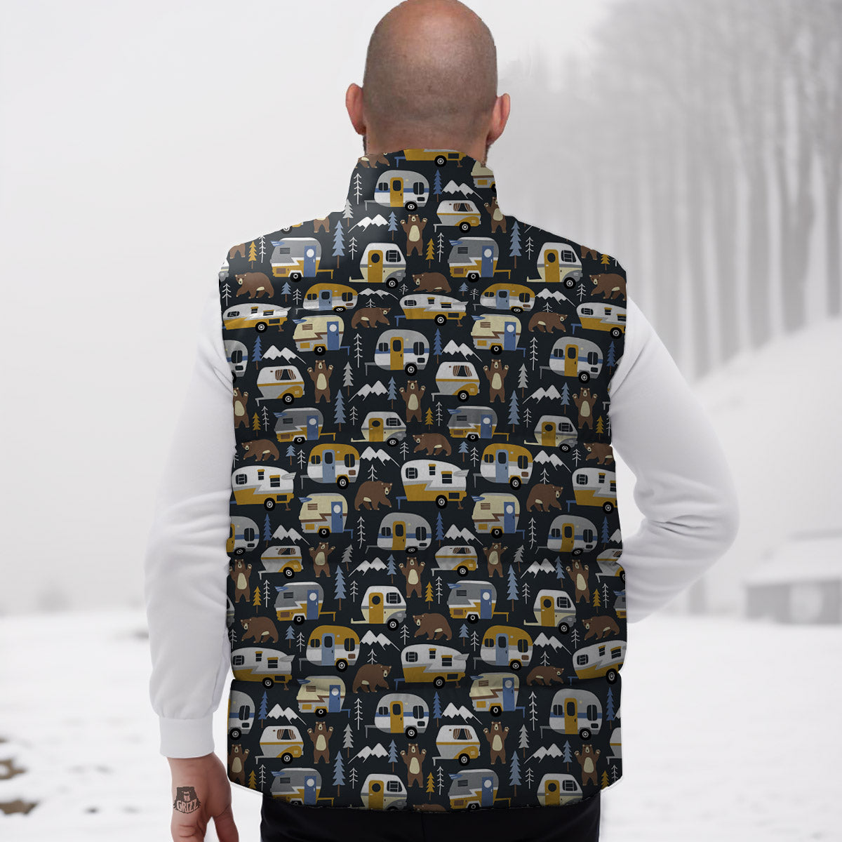 Van Camping Print Pattern Down Vest