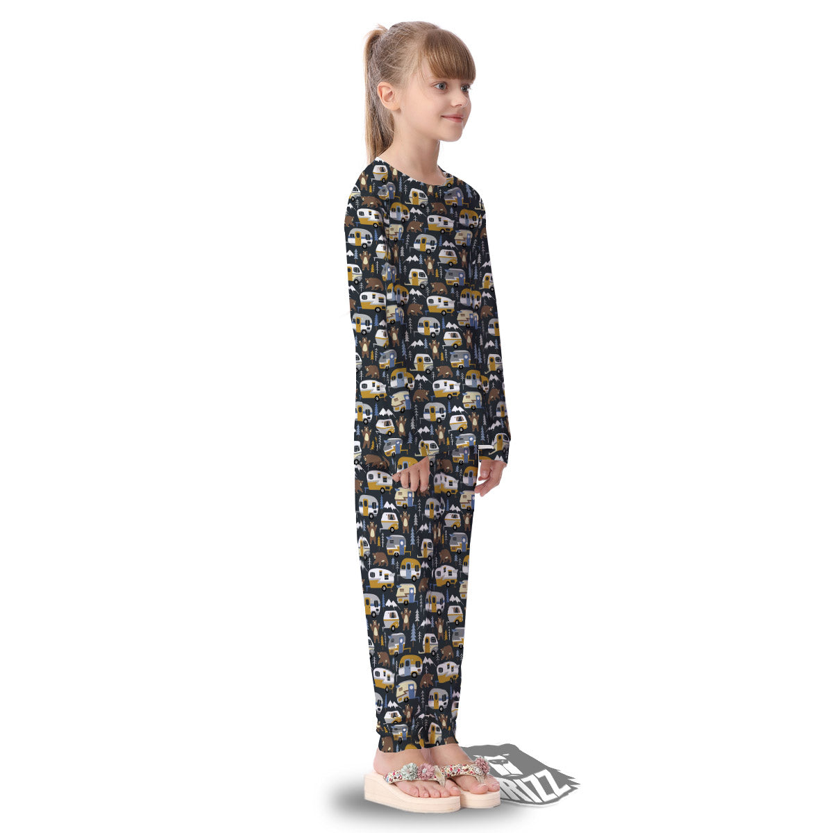 Van Camping Print Pattern Kid's Pajamas-grizzshop