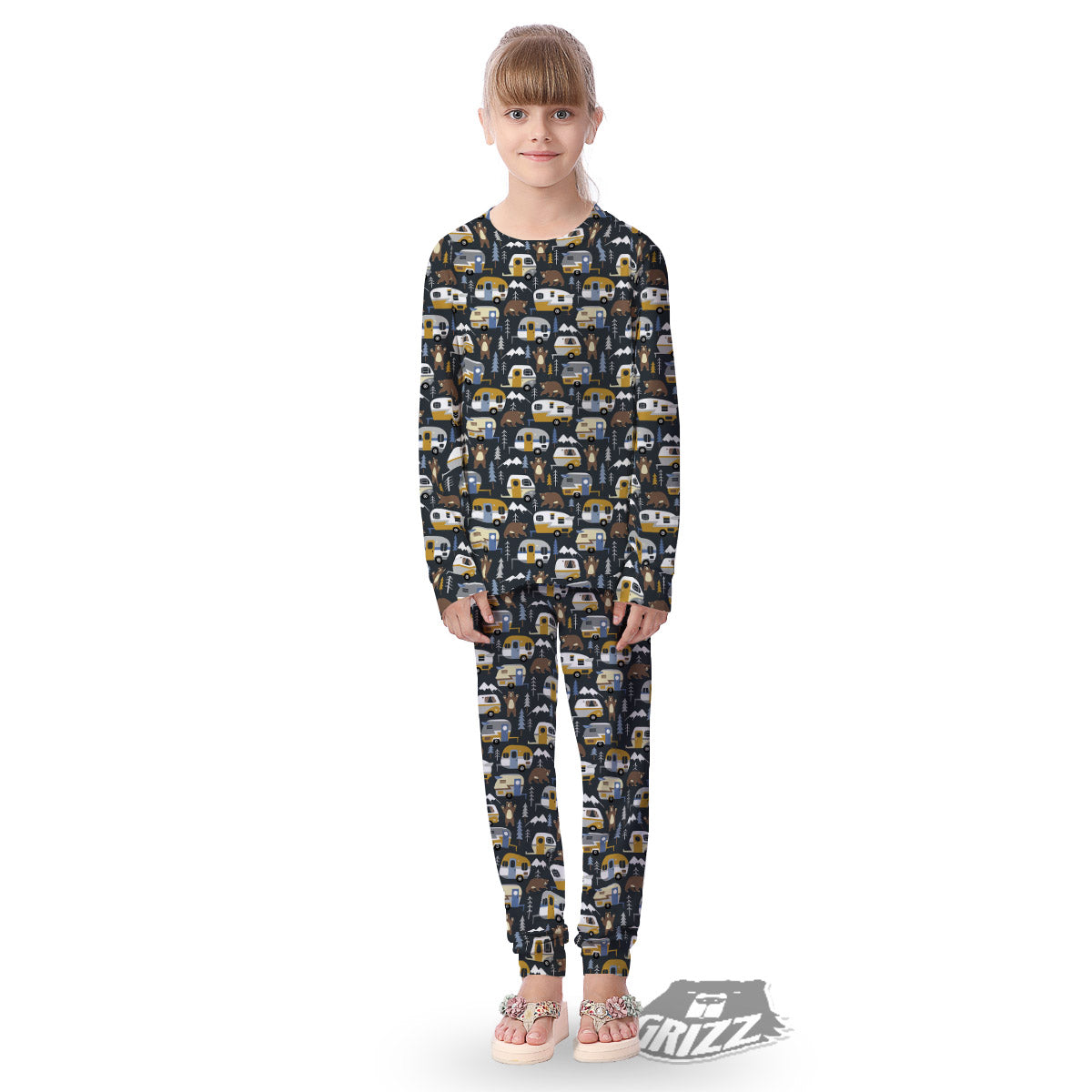 Van Camping Print Pattern Kid's Pajamas-grizzshop
