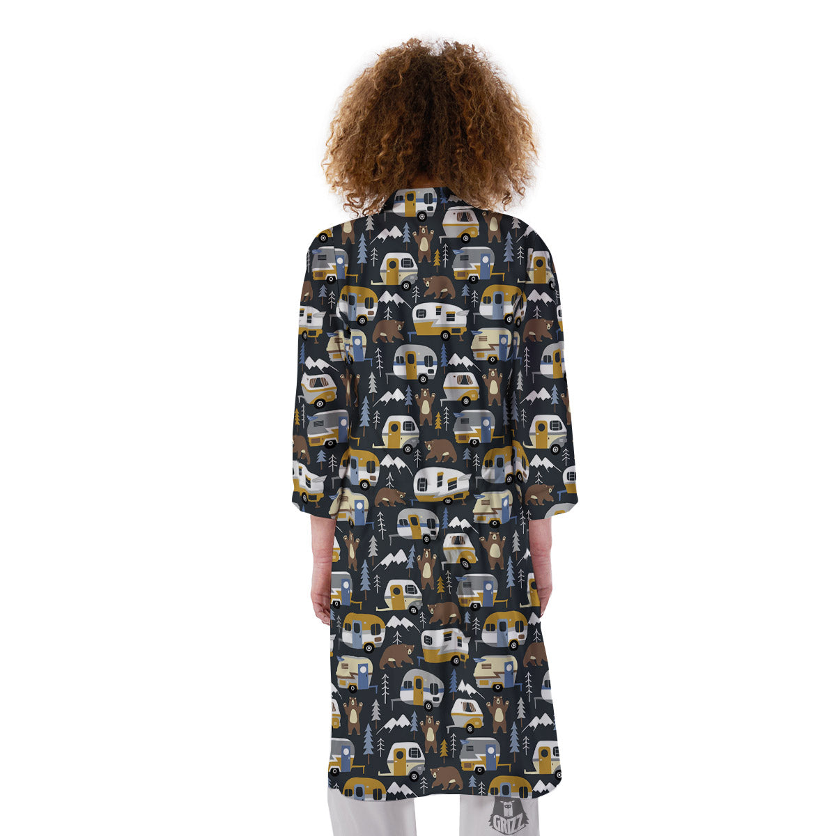 Van Camping Print Pattern Kimono-grizzshop