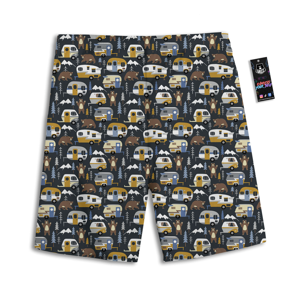 Van Camping Print Pattern Men's Athletic Shorts