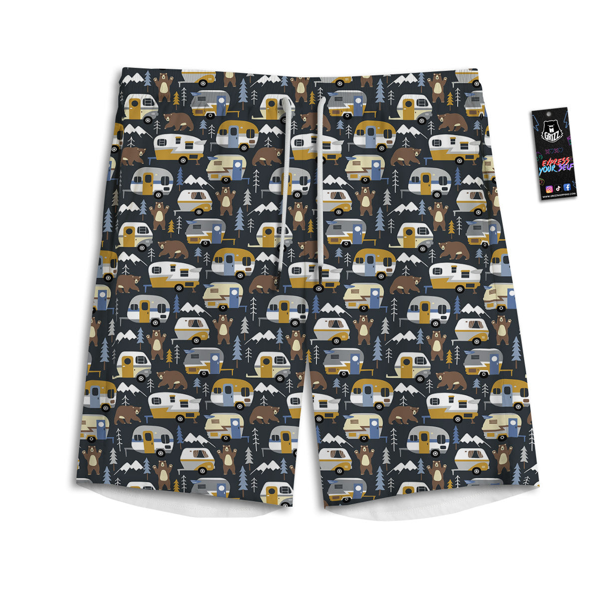Van Camping Print Pattern Men's Athletic Shorts