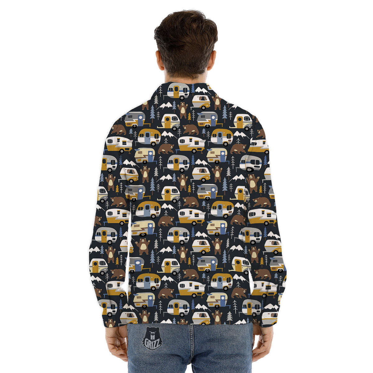 Van Camping Print Pattern Men's Dress Shirts-grizzshop