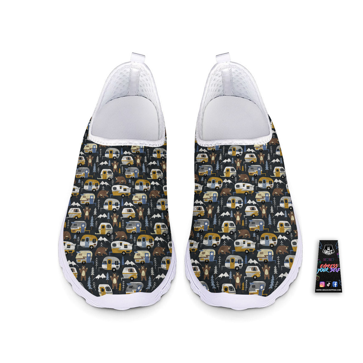 Van Camping Print Pattern Nurse Shoes-grizzshop