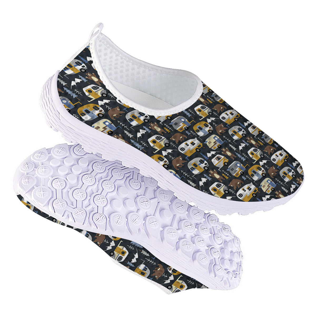 Van Camping Print Pattern Nurse Shoes-grizzshop
