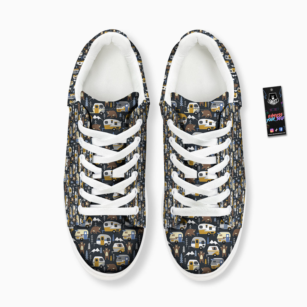 Van Camping Print Pattern Platform Shoes-grizzshop