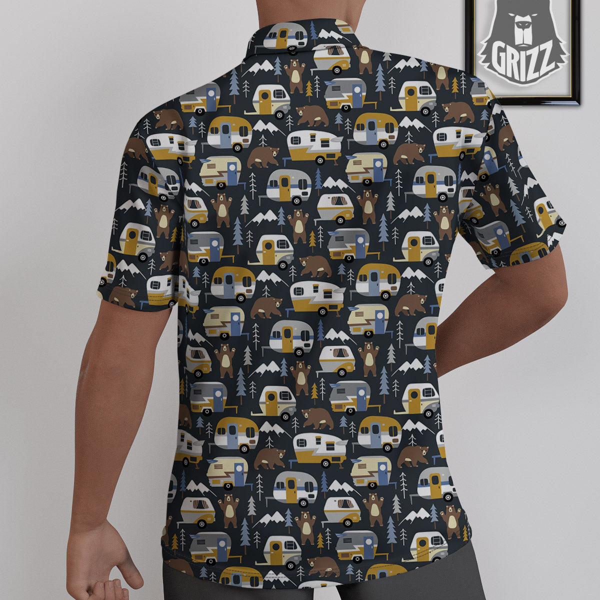 Van Camping Print Pattern Untucked Shirts-grizzshop
