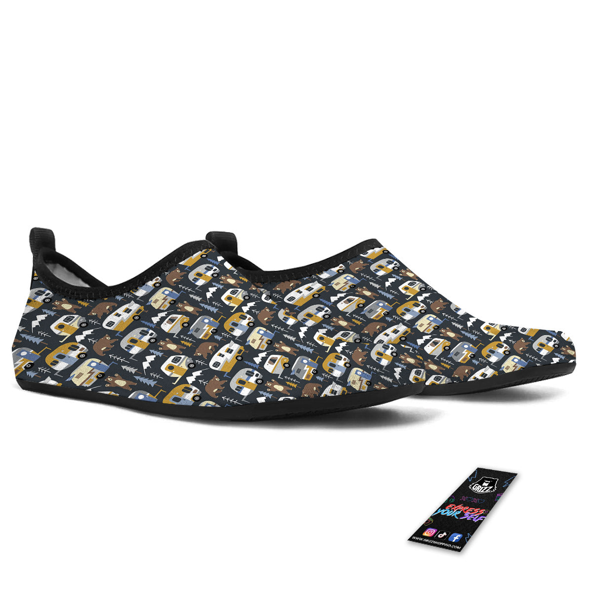 Van Camping Print Pattern Water Shoes-grizzshop