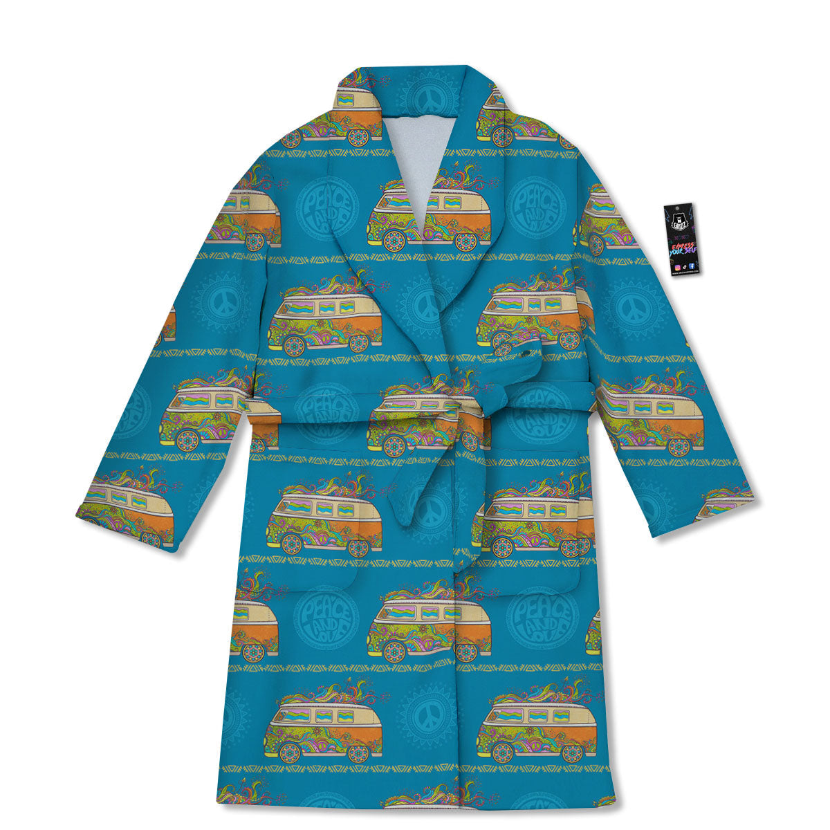 Van Hippie Vintage Print Pattern Bathrobe-grizzshop