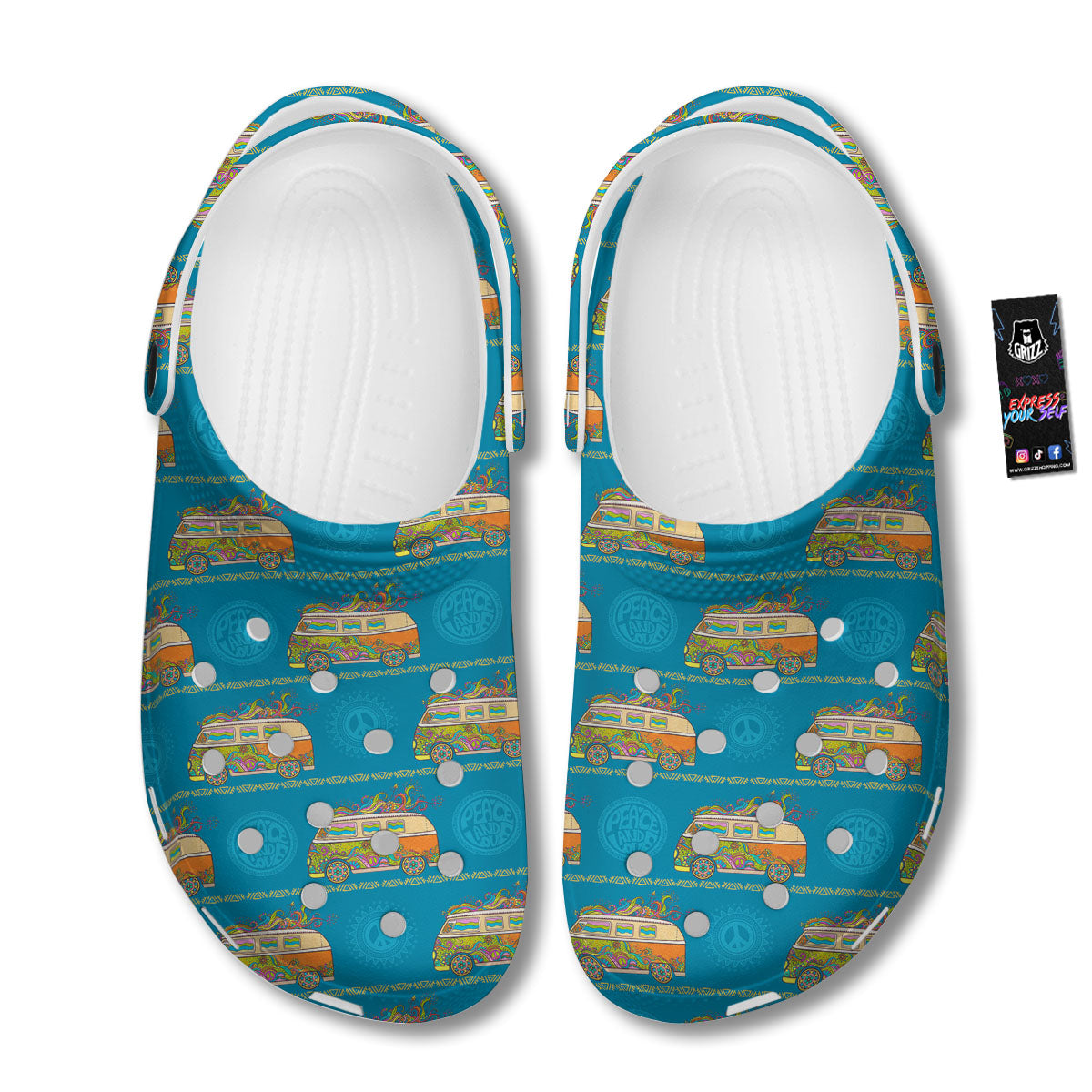 Van Hippie Vintage Print Pattern Clog-grizzshop