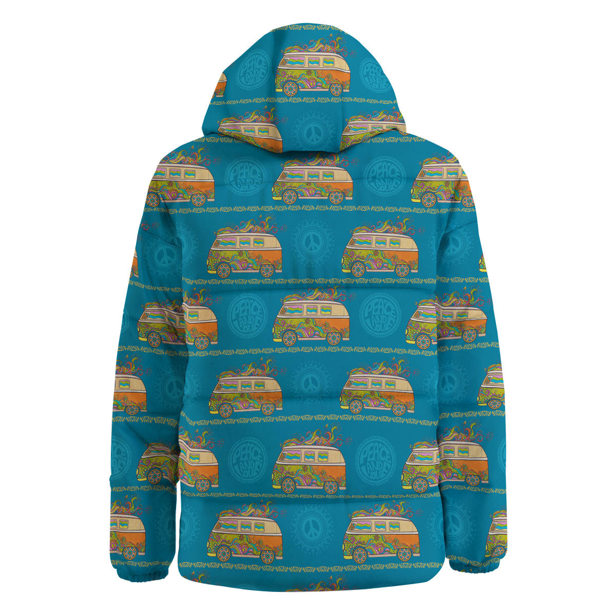 Van Hippie Vintage Print Pattern Down Jacket-grizzshop