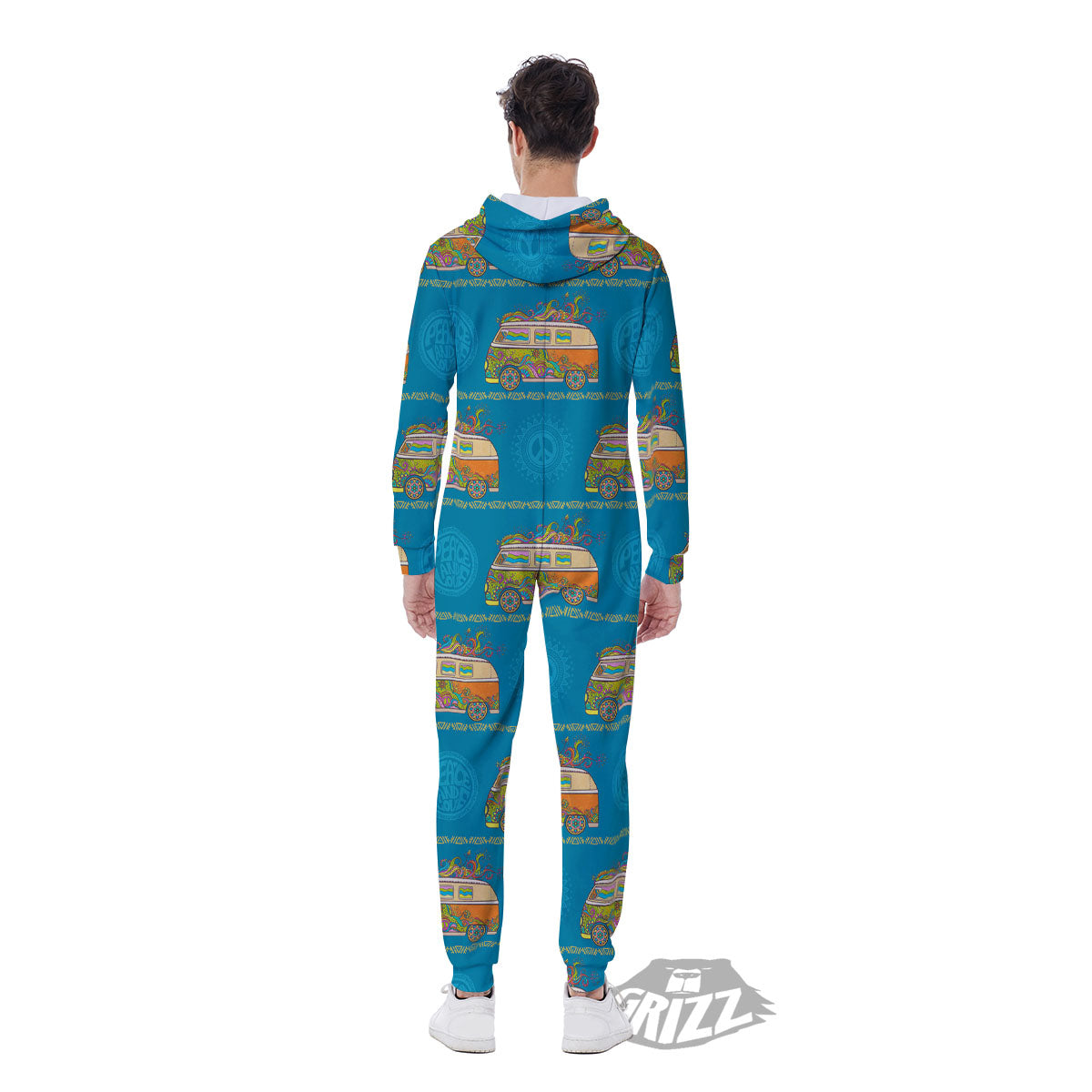 Van Hippie Vintage Print Pattern Men's Jumpsuit-grizzshop