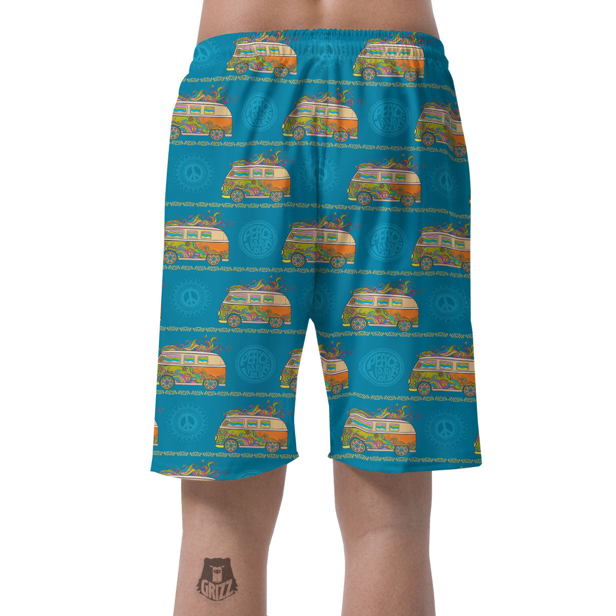 Van Hippie Vintage Print Pattern Men's Shorts-grizzshop