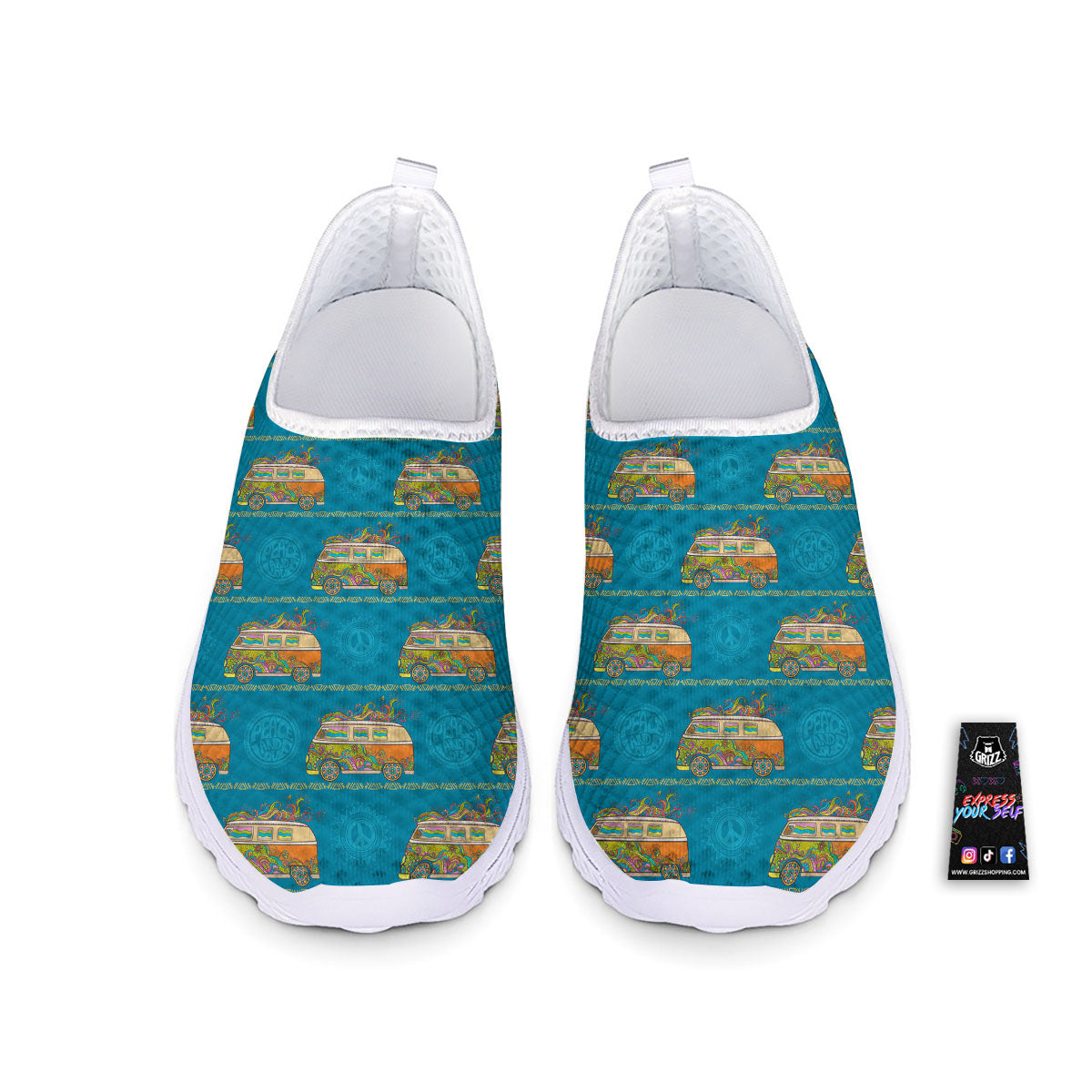 Van Hippie Vintage Print Pattern Nurse Shoes-grizzshop
