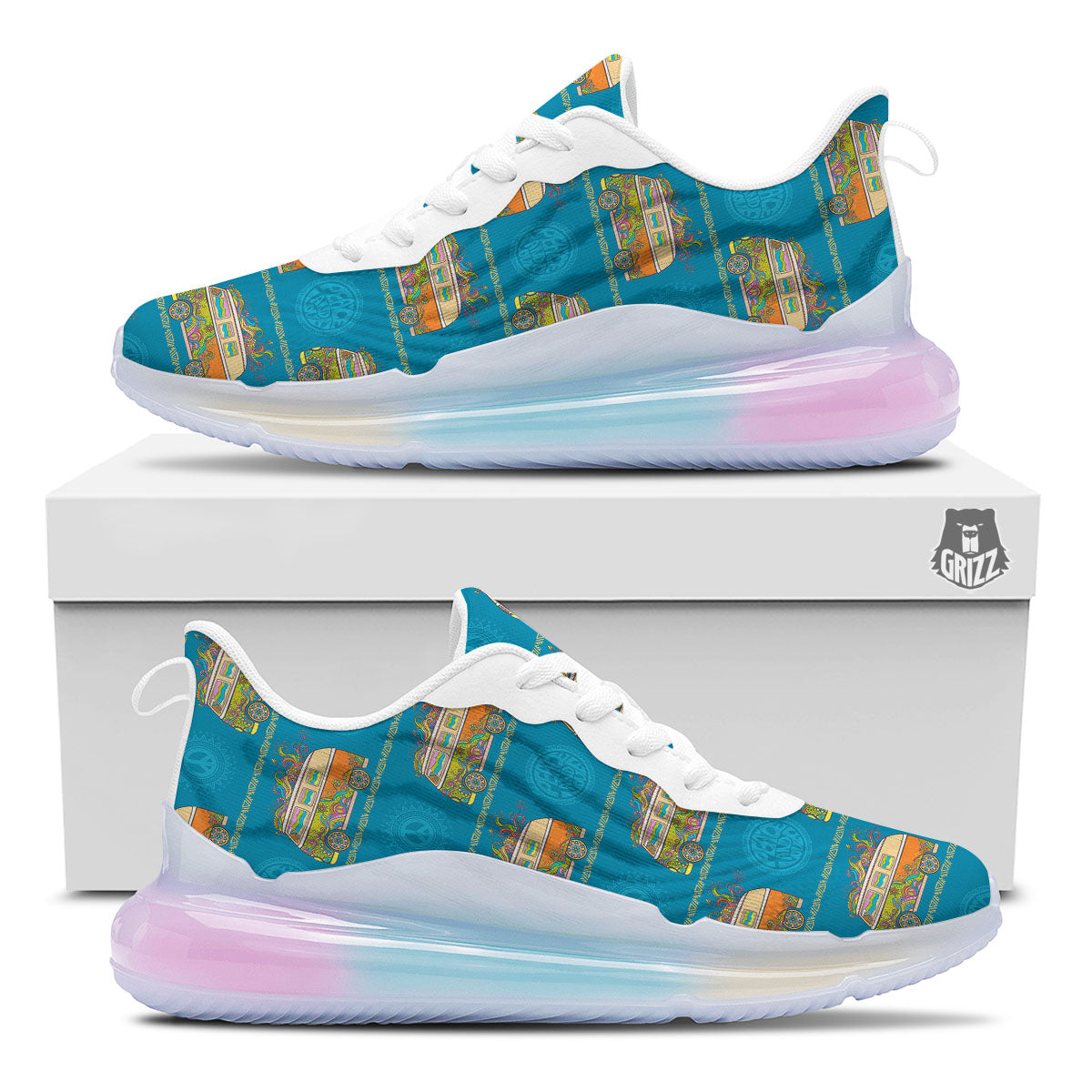 Van Hippie Vintage Print Pattern Running Sneakers-grizzshop
